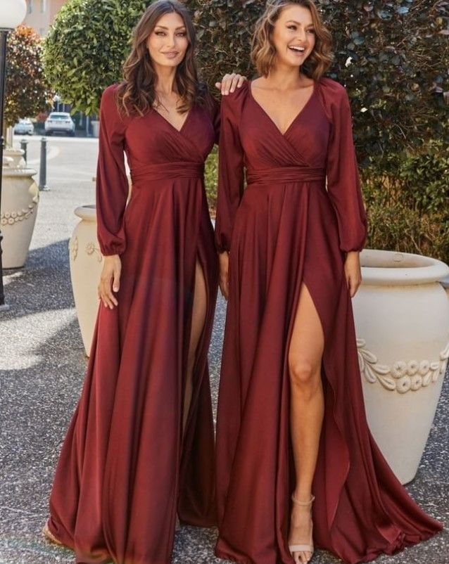 Satin Full-sleeve Party Gown